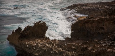 Rock figure, Mahaulepu beach, Kauai, Hawaii