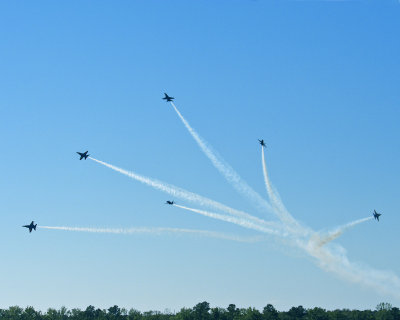 All Six Blue Angels With Smoke On