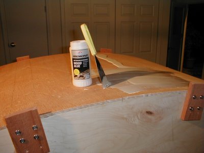Glue application for the second layer of bendable plywood.  091204_09.jpg