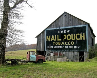 Mail Pouch Tobacco Barn with Truck. Taken in West Virginia, Route 50