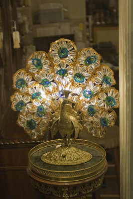 Peacock in antique store, French Quarter
