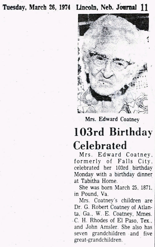 Ida Coatney 103 yrs