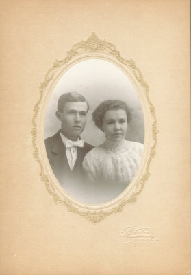Loran Smith Stanton was the 6th of 11 children & the 4th son born to, David A. Stanton & his wife, Lucinda [KIRKMAN] Stanton. He was the 1st of the male children to survive into adulthood. Shown above is his wedding picture with his bride, Carrie Frances Brown [FREEMAN]Stanton. This original photograph is owned by, Kay Linda [STANTON] Burnos, and Karen Sue [STANTON] Stadler. They've donated a copy for our use here.