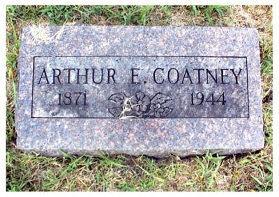 Arthur Eugene Coatney was the eldest child of 6 born to, William Henry Coatney & his wife, Nancy Elizabeth [WELLS] Coatney. He was born in, Endicott, Jefferson, NE on 30 December 1871. he died in Nowata, Nowata, OK, on 25 Jun 1944, & is buried in Nowata Memorial Cemetery, Nowata, Nowata County, Oklahoma. This picture was taken from Findagrave.com.