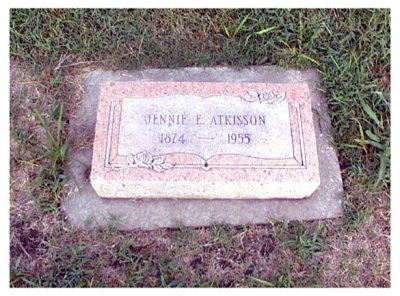 Jennie was the 2nd child of six & the eldest daughter born to, William Henry Coatney & his wife, Nancy Elizabeth [WELLS] Coatney. She was born in, Endicott, Jefferson, NE on 01 November 1874. On 01 November 1891 she married, Fred Christman, and with Fred she would share one child; a son. Fred died ca 1895 & in 1900 she married, William Leo Atkisson. William & Jennie would share three children together. Jennie Elizabeth [COATNEY] Christman, Atkisson died in Nowata, Nowata, OK, in 1955, and is buried in Nowata Memorial Cemetery, Nowata, Nowata County, Oklahoma. This picture was taken from Findagrave.com.