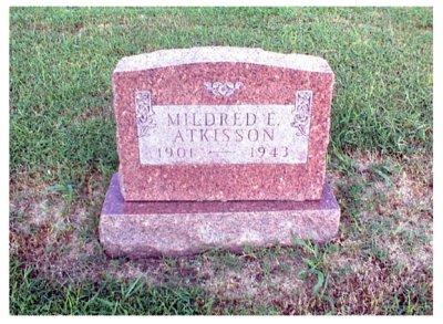 Mildred Elizabeth Atkisson was the eldest of three children born to, William Leo Atkisson & his wife, Jennie Elizabeth [COATNEY] Christman, Atkisson. She was born in, Nowata, Nowata, OK in 1901. She died in 1943 and is buried in Nowata Memorial Cemetery, Nowata, Nowata County, Oklahoma. This picture was taken from Findagrave.com.