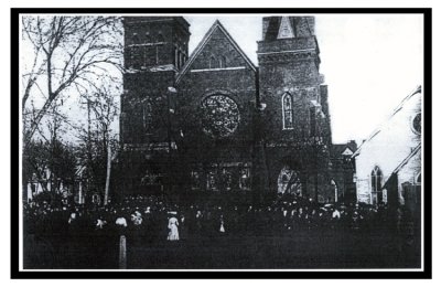 Trinity Lutheran Kirche, Lincoln, Lancaster County, Nebraska. The Portschy family has been attending this church since they came to Lincoln from Kramer, around 1896. This is the church building as it appeared ca 1900.