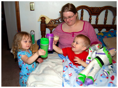 We celebrated the beginning of 2011 with a Mann family Egg Nog toast. Isaac was very happy giving Cheers!