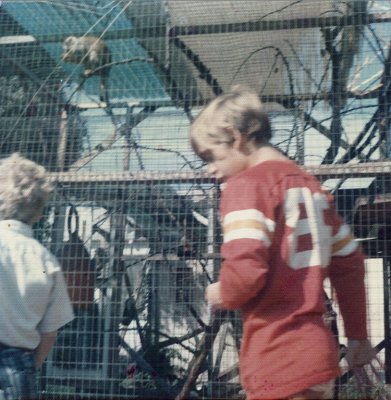 This was an awful shot, but interesting. It shows me, my brother David, & the cage where our grandmother kept her pet monkeys. Yes, the woman had pet monkeys. The really funny part of that, is that I didn't realize how strange that was until I was nearly twenty years old.