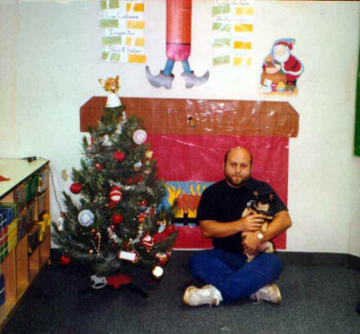This is a shot of me with my dog, Sergeant. It was taken in my classroom, where I taught the little ones.