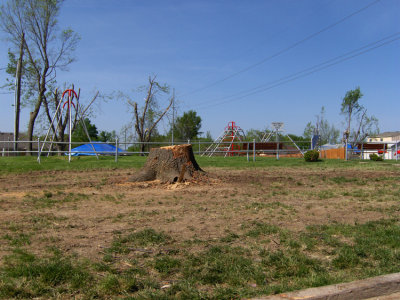 Now that the depris has been picked up for the children to safely play again, there are no children left.