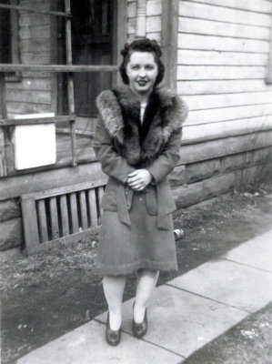 Shown above is a shot of my grand aunt standing outside the Merrill family home. I believe this picture was taken shortly before her marriage to Jack Schrader.