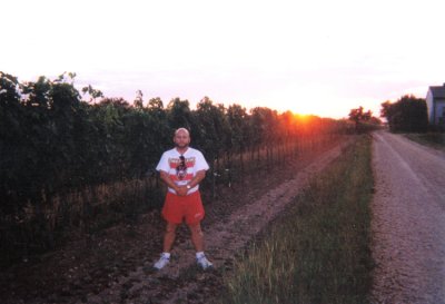 Standing beside the vinyards in Gols. Alles meine familie in Gols es ist Wein Bau.