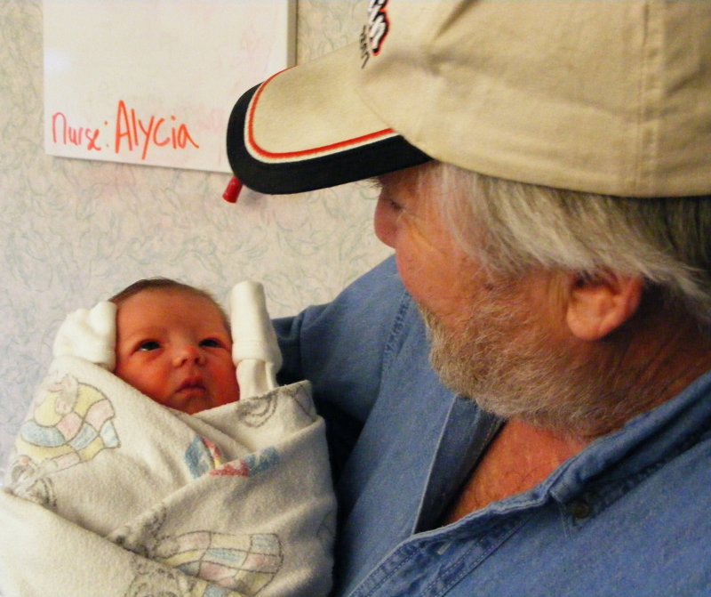 Jack's first look at his grandpa.