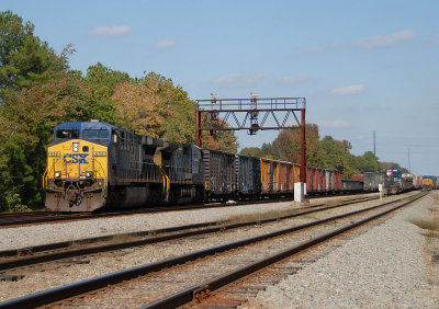 Southbound leaving Roacky Mount under an old signal bridge