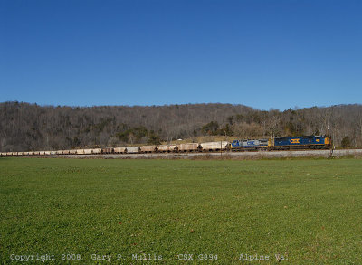 Eastbound grain train along the James River Sub.