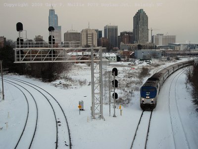 PO79 leaving The skyline of Raleigh behind.