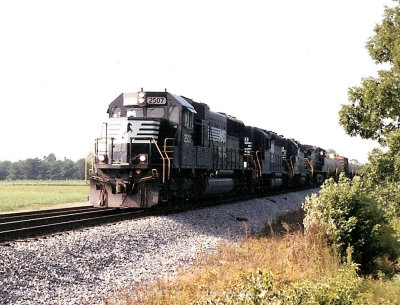 A lashup of EMD's at Crimora Va.