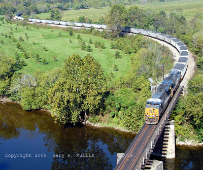 A CSX coal train is crossing the James River.jpg