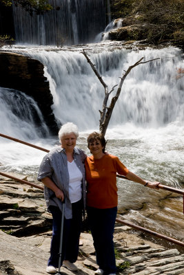 Jeane on the right and me in front of falls