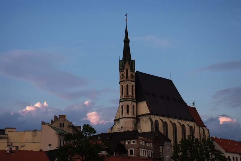 church in the evening - Cesky Krumlov