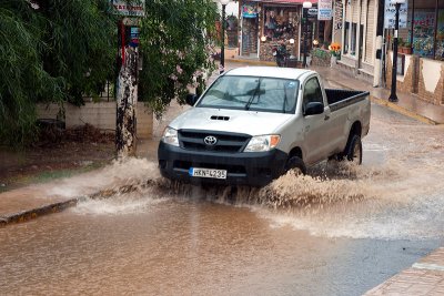 Agia Pelagia in heavy rain