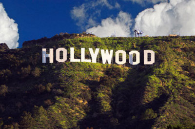The Hollywood Sign with Puffy Clouds