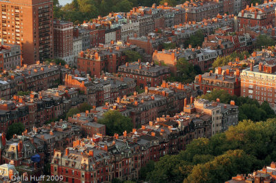 Back Bay Brownstones Aerial in Late Afternoon Light