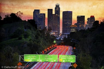 Downtown from Elysian Park - Textured