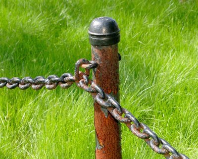 Rusty Old Chain Link Post by Pat Liu