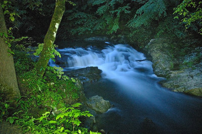 Midnight waterfall ....