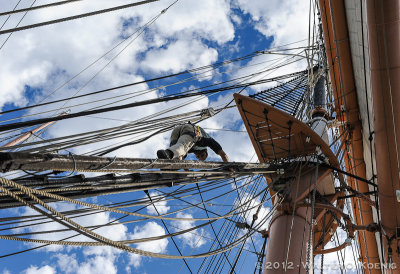 Climbing down the Main Mast