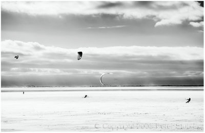 Snow kites on a windy day