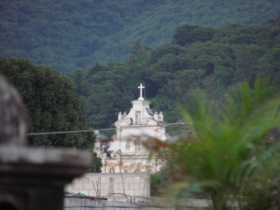 View of the Top of the Cathedral in Antigua from Hotel Angel Pasado.jpg