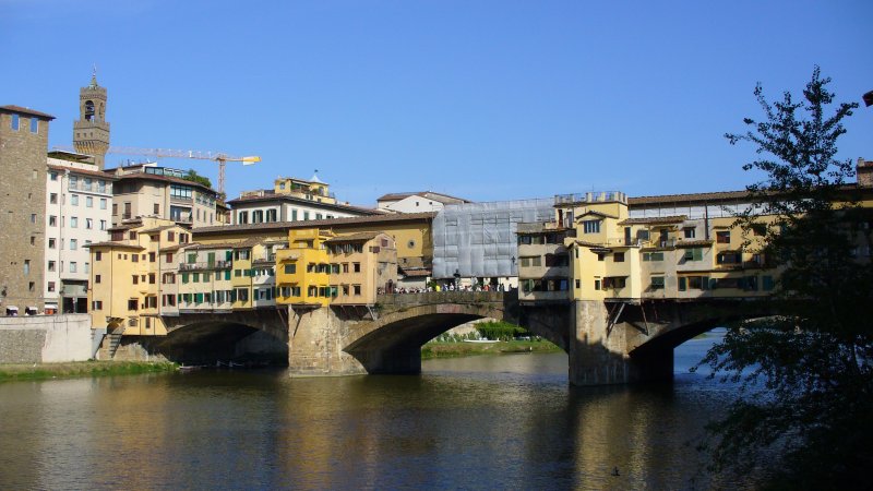 Our hotel is on the Arno, just a few buildings down from the Ponte Vecchio.
