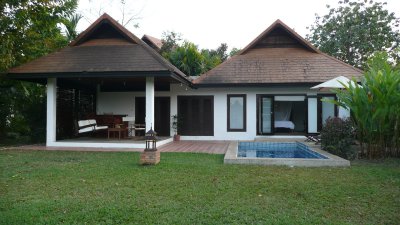 Looking at the back of our villa, from the river.