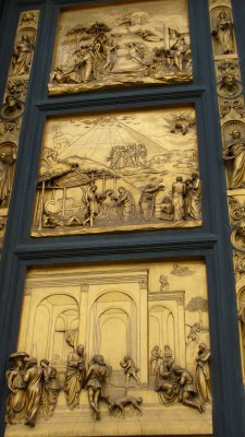 Outside, facing the church, copies of Ghiberti's doors on the baptistery.