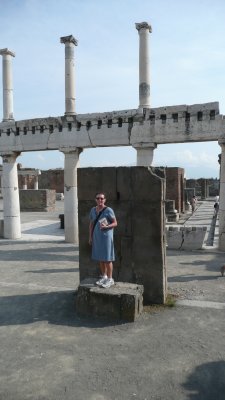 Kathleen standing at one end of the Basilica.