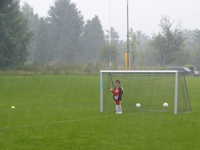 Football in rain