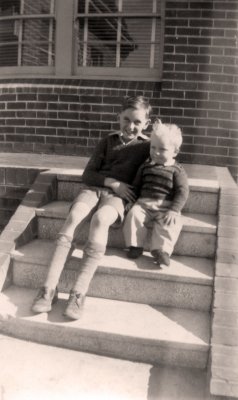 Russell Carnell with Stephen Carnell Ryde circa 1950