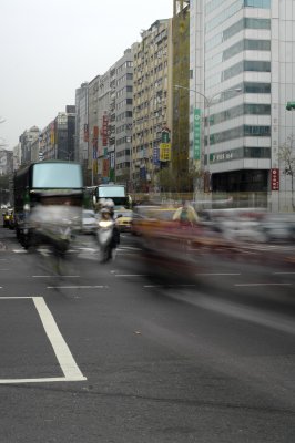 Motorbikes rule the streets of Tai Pei - here's a shot of the race after a light