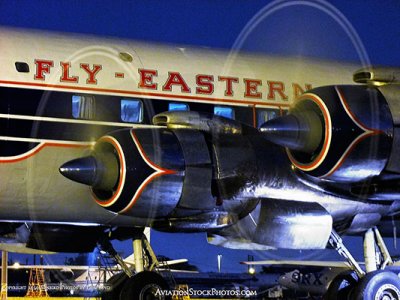 2010 - the Historical Flight Foundation's restored Eastern Air Lines DC-7B N836D performing a night run up stock photo #1303