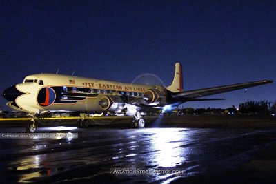 2010 - the Historical Flight Foundation's restored Eastern Air Lines DC-7B N836D performing a night run up aviation stock #1311