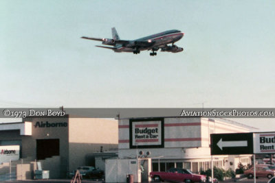1973 - American Airlines B707 on short final approach over the east side of LAX