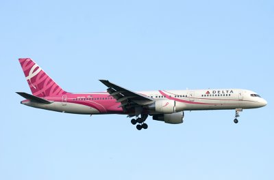Pink Delta 757-200 for breast cancer awareness