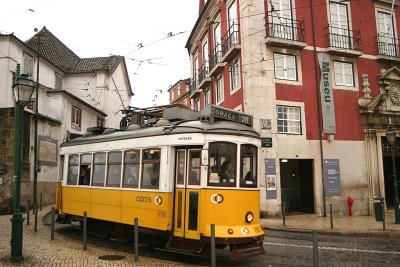 The famous Trolley 28 heading down the hill, Lisbon