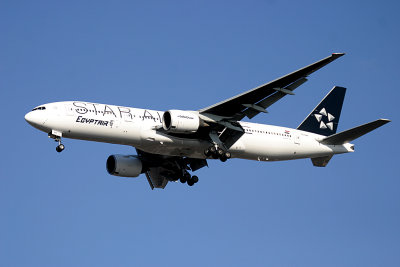 Egypt Air's 777 in the newly painted Star Alliance livery