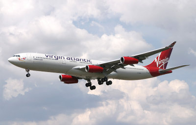 VS A-340 in the revised livery.