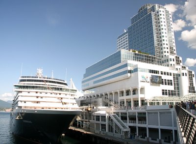 Cruise ship docked at the harbour