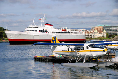 Sea plane and ferry ship